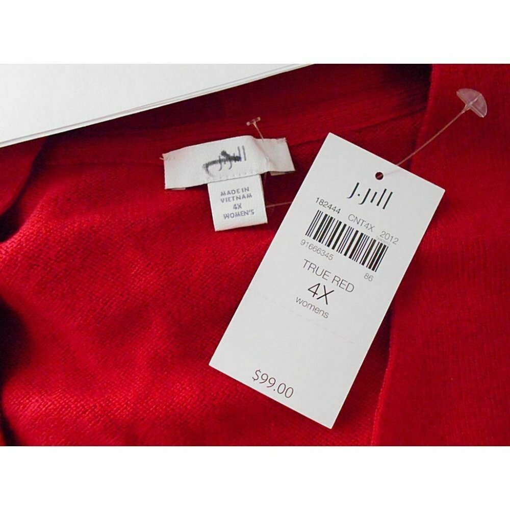 J Jill 4X NEW Red Christmas Cardigan Sweater - Picture 5 of 5